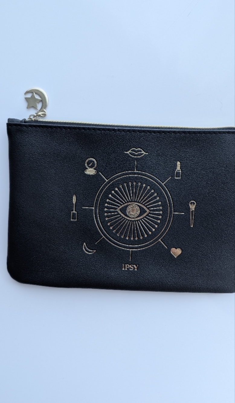 Free Add-On: ipsy Black Makeup Pouch with Gold Embossed Design
